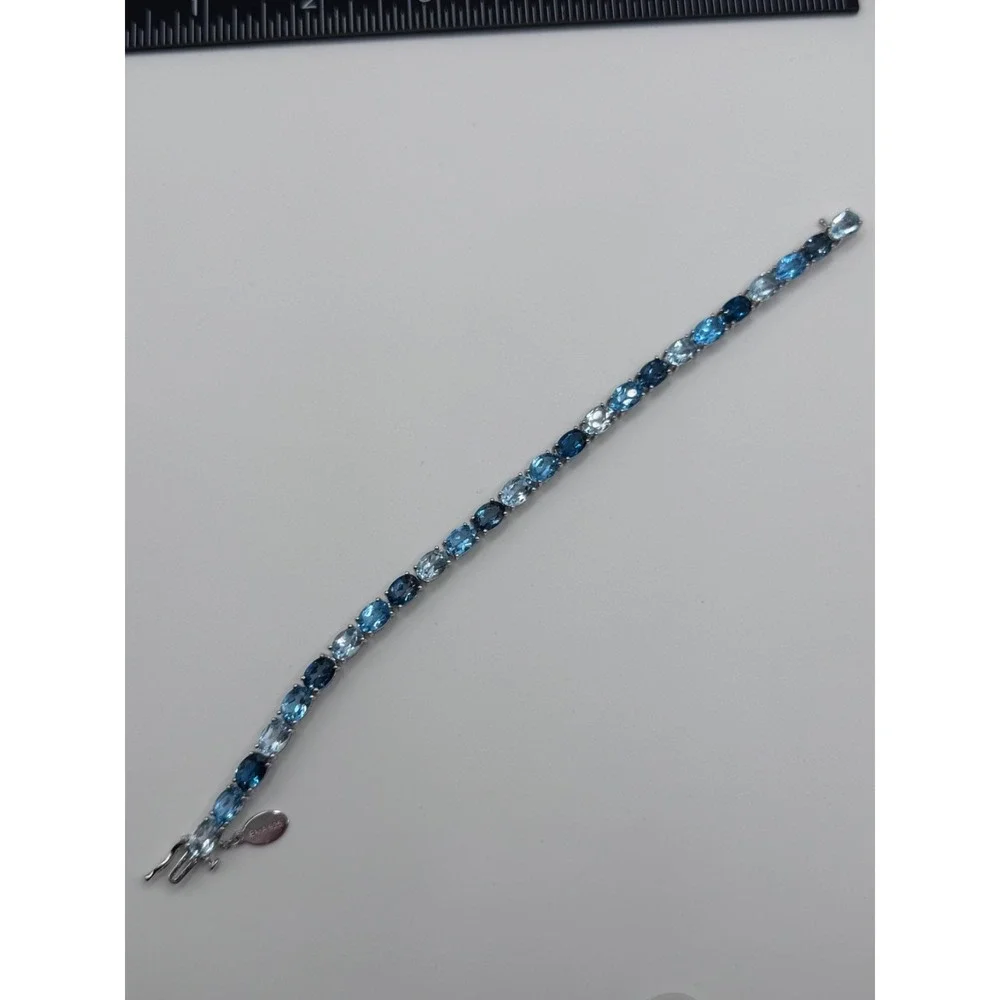 EMA Signed Sterling Silver Shades of Blue Tennis Bracelet